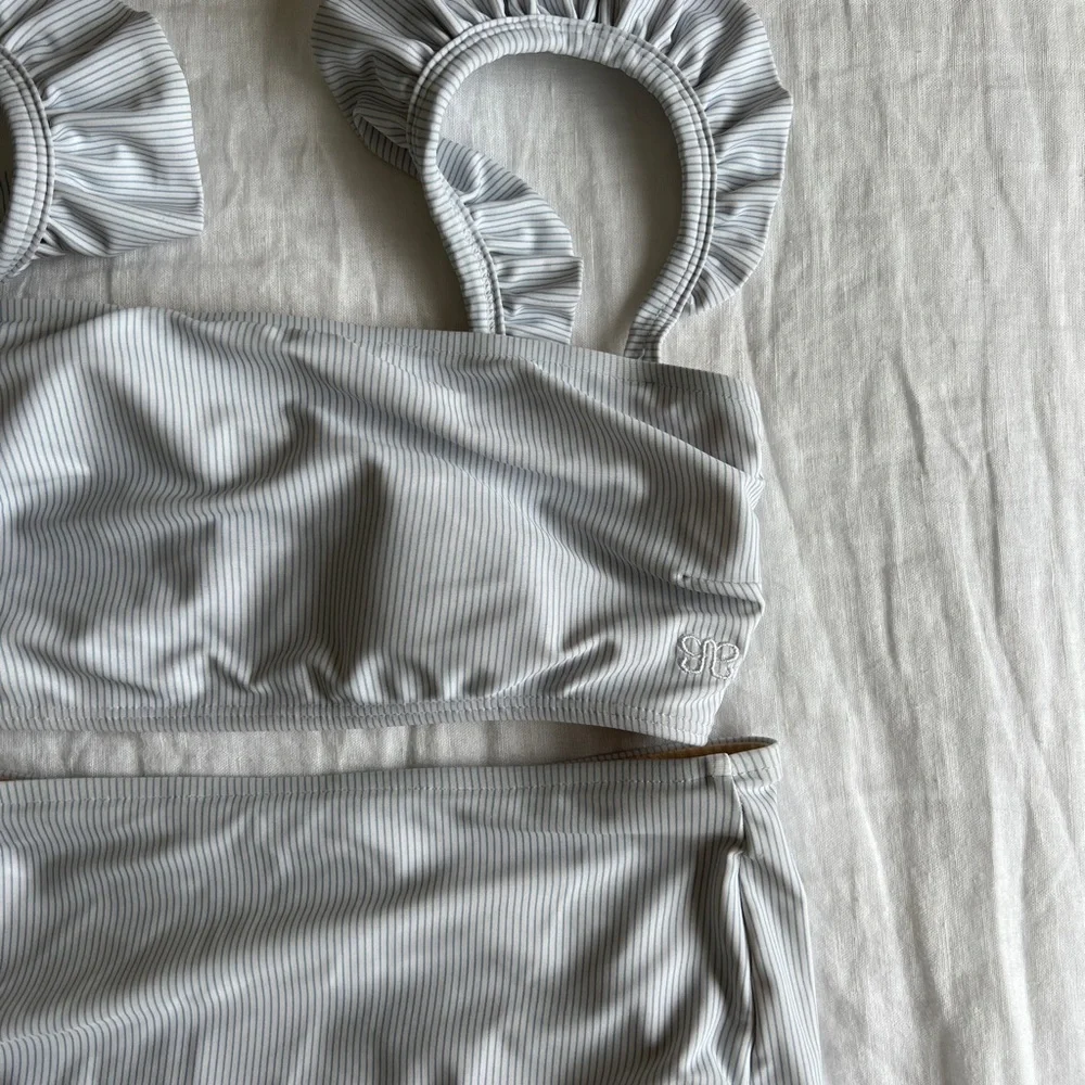 Albion White Ribbed Ruffle-Strap Bikini Set - Picture 3 of 7